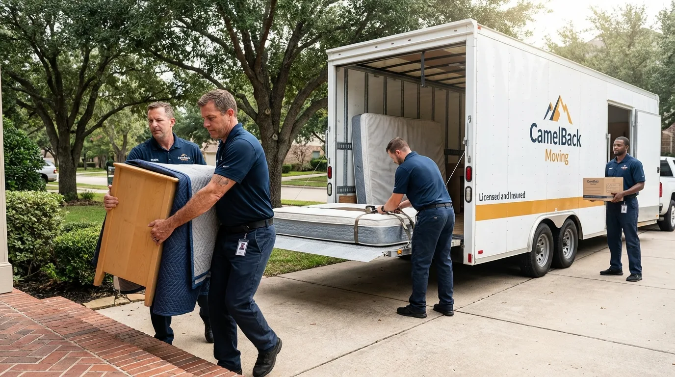 Crew loading residential truck for cross-state move from Hamilton, OH